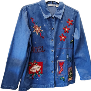 VICTORIA JONES CHRISTMAS JEAN JACKET TOP